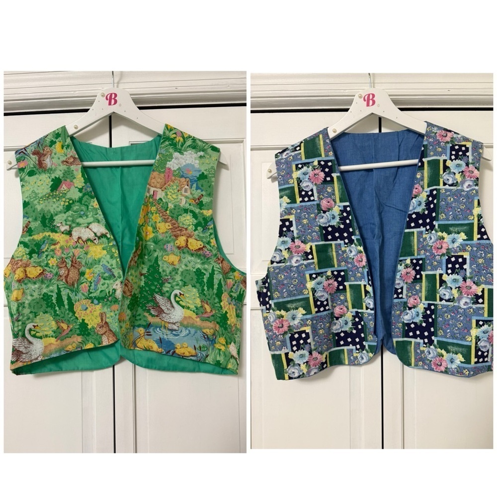 Bundle of 2 Handmade Vests Weirdcore Cottagecore Coastal Grandma Animals Medium